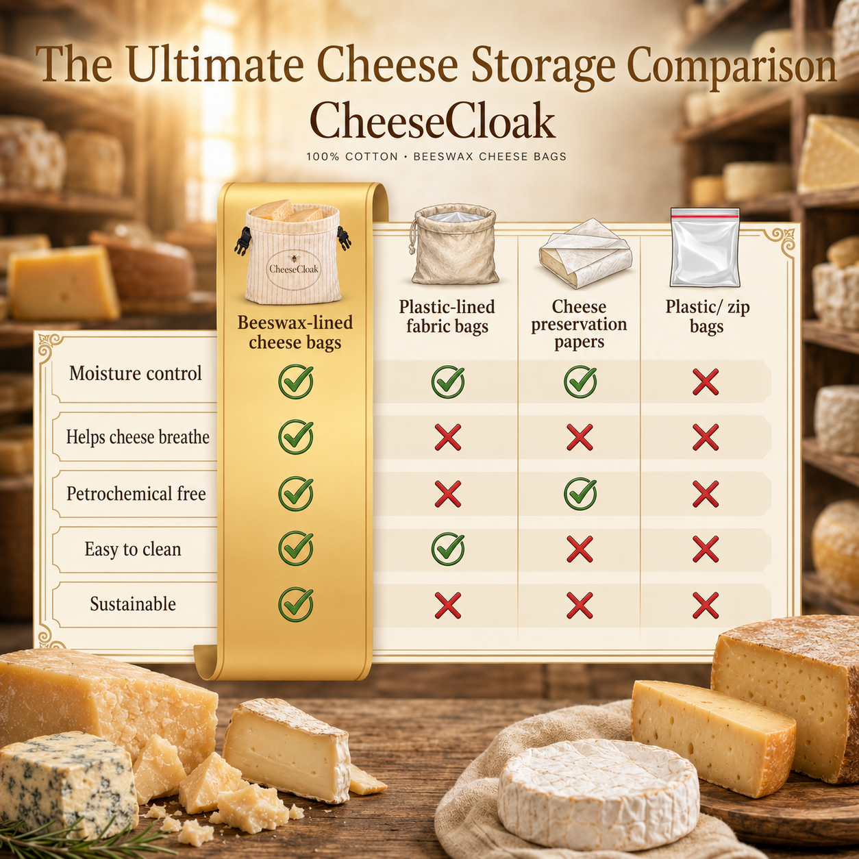 CheeseCloak™ Beeswax Cheese Bag